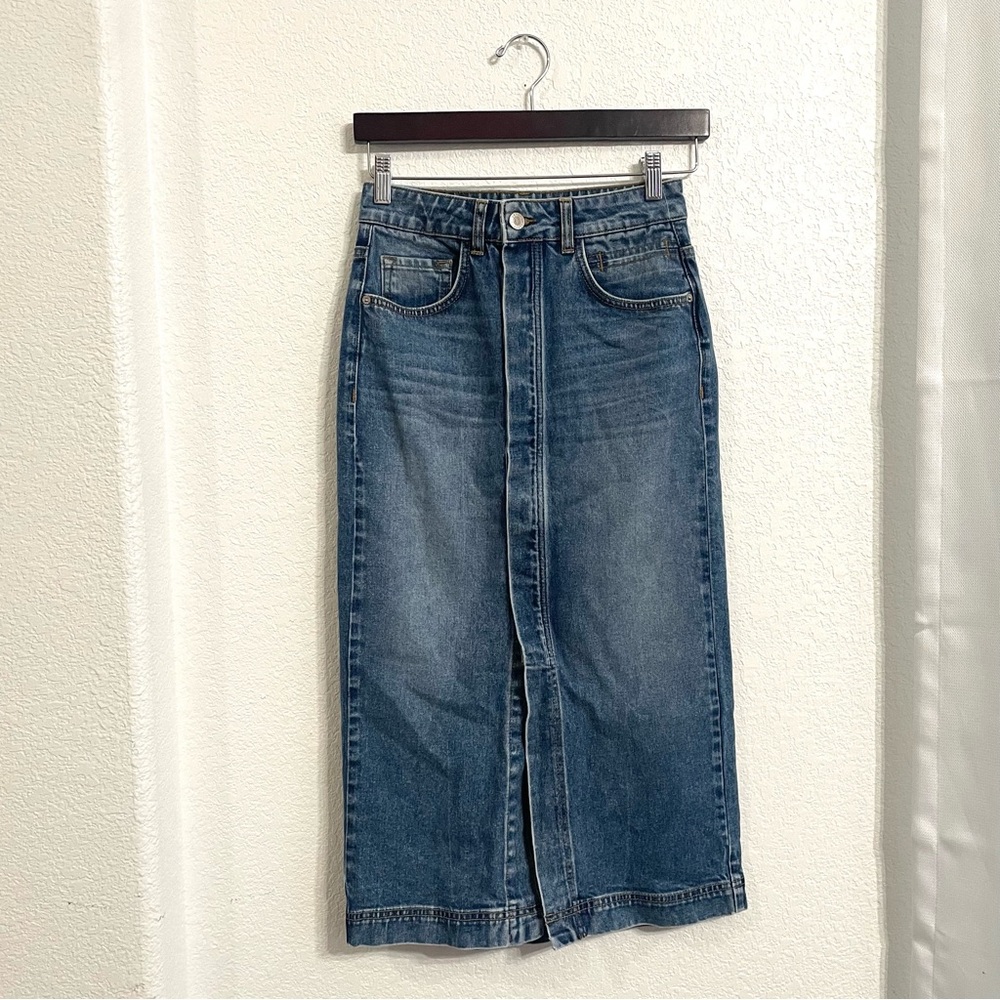 NWT Current/Elliott Womens Skirt Blue Denim Jean The Insignia Midi Size 26
